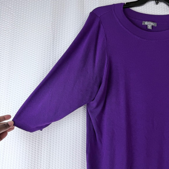 ROZ & ALI Womens 3X Purple 3/4 Sleeve Crew Neck Knit Top Pullover Sweater - Picture 3 of 8